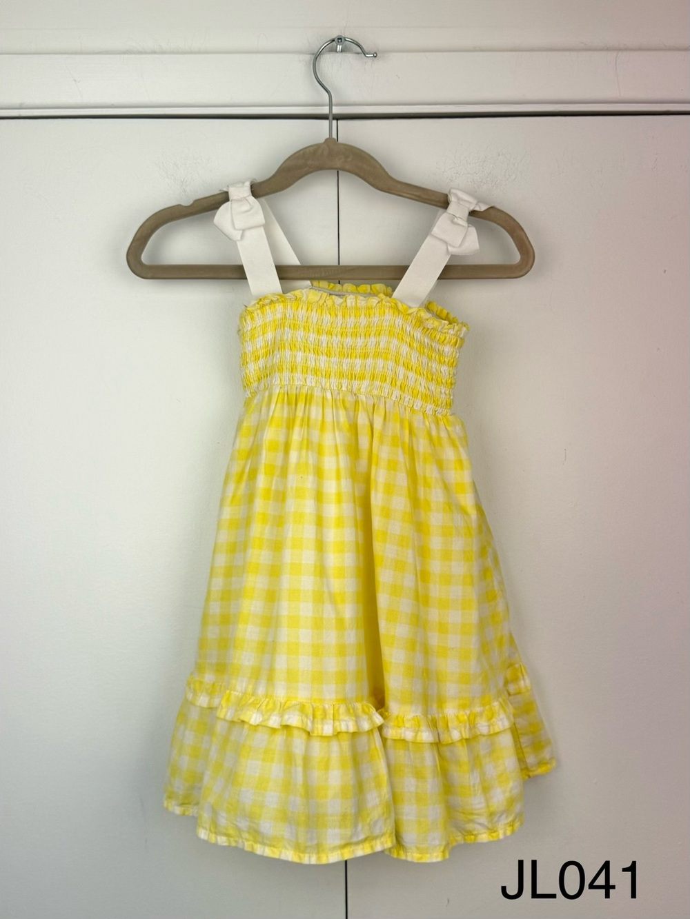Janie and Jack Yellow Gingham Smocked Sundress Girls Size 3